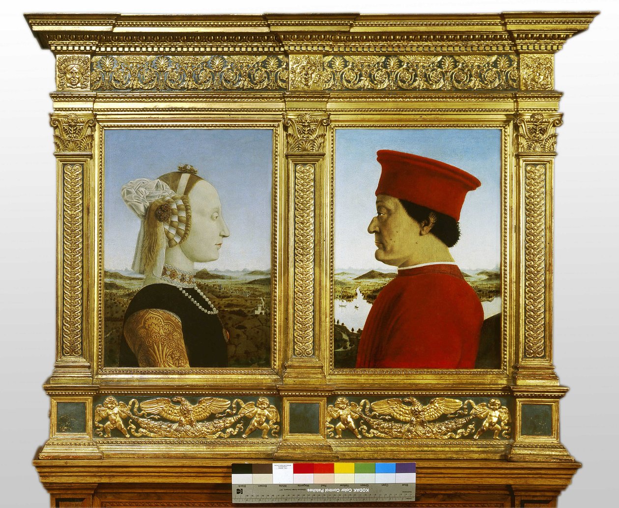 Portrætter af Federico de Montefeltro (Frederic de Montefeltre), hertug af Urbino (1422-1482) og Battista Sforza (1446-1472) s af Piero della Francesca