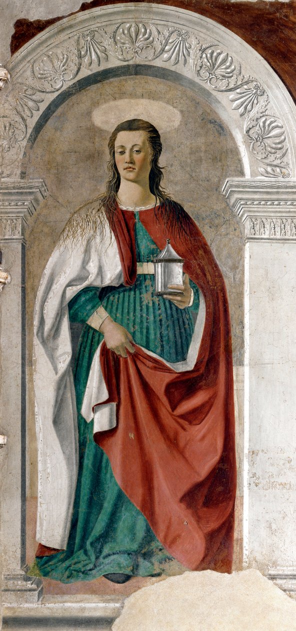 Saint Mary Magdalene Fresco af Piero della Francesca (1415 / 20-1492) 1460 ca. Søn.190x180 cm Arezzo, katedraler af Piero della Francesca