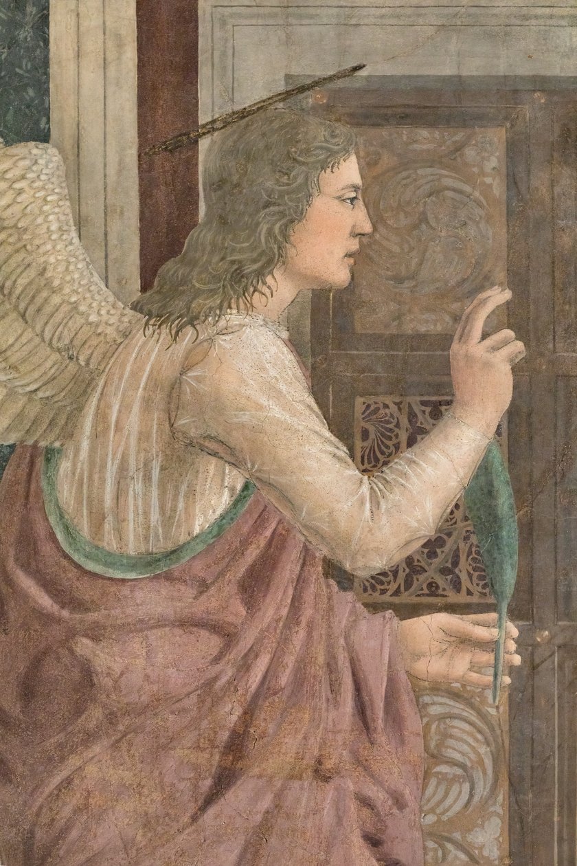 Bebudelsen, detalje af Historierne om det sande kors (fresko) af Piero della Francesca