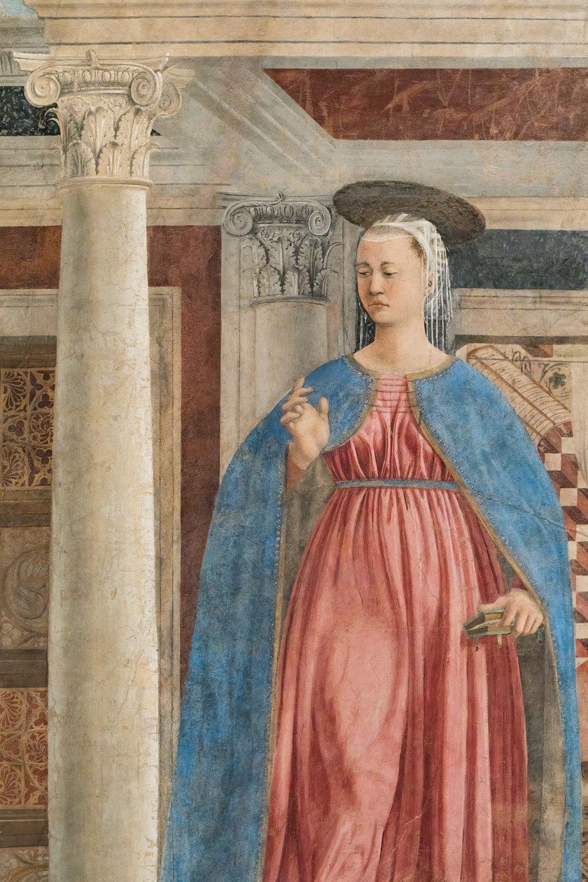 Bebudelsen, detalje af Historierne om det sande kors (fresko) af Piero della Francesca