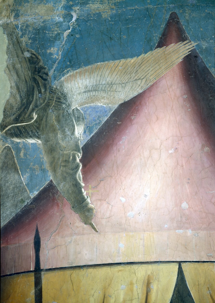 The Dream of Constantine, detalje af englen, fra True Cross Cycle, færdiggjort 1464 fresko af Piero della Francesca