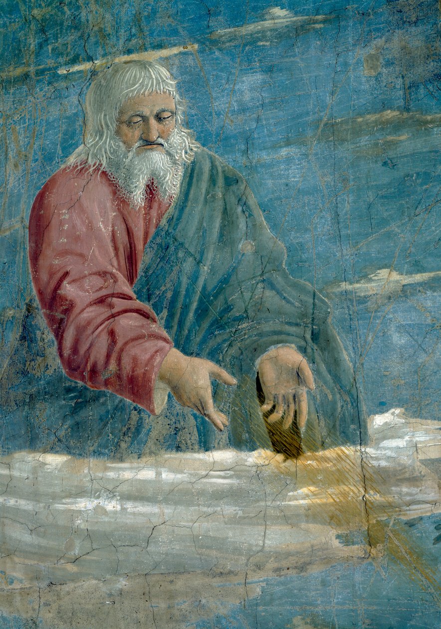 Legenden om det sande kors, Bebudelsen, detalje af Gud, fuldført 1464 fresko detalje af 58292 af Piero della Francesca