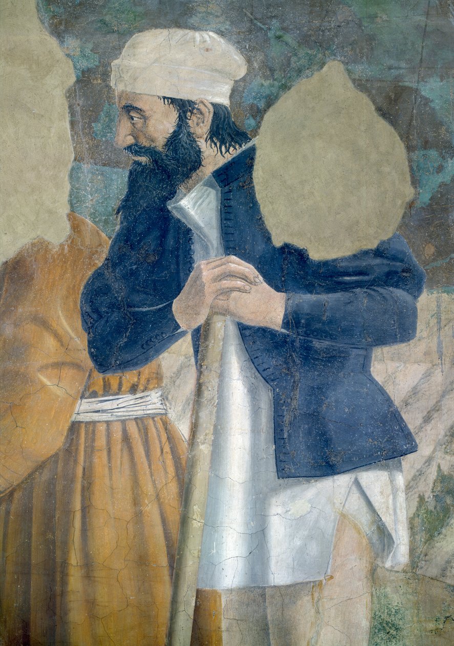 Legenden om det sande kors, opdagelsen af korset, detalje af en tilskuer, fuldført 1464 fresko af Piero della Francesca