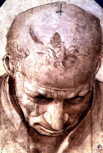Hoved af en ældre mand (pen, brunt blæk og vask) af Piero di Cosimo