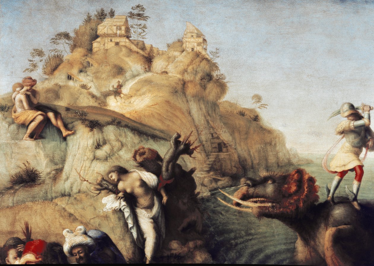 Perseus Freeing Andromeda, detalje (1510, olie på lærred) af Piero di Cosimo