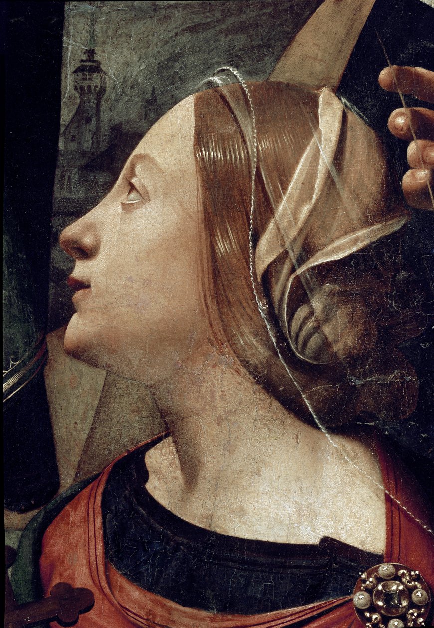 Saint Margarita af Antiochia, detalje af Immaculee undfangelse omgivet af 6 hellige. (Olie på lærred, ca. 1505) af Piero di Cosimo