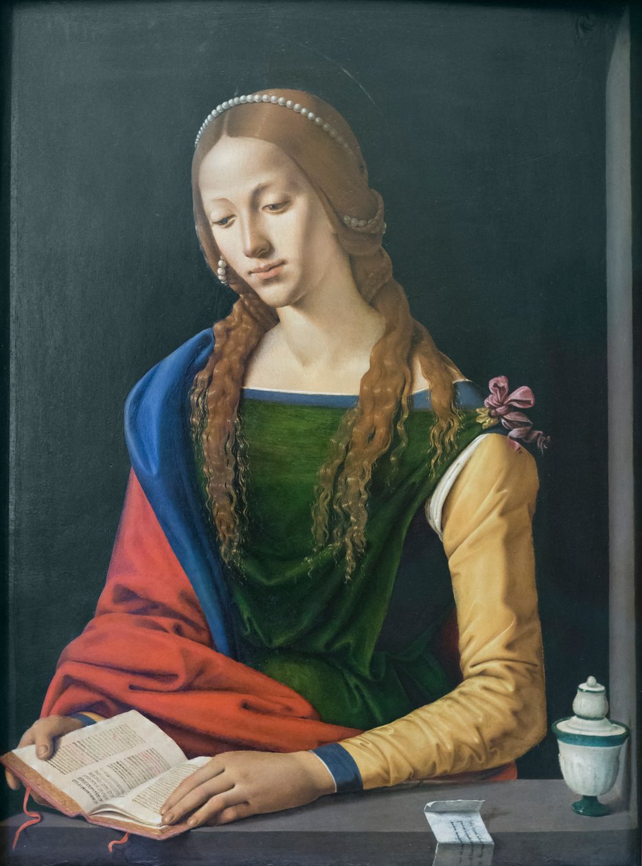 Saint Mary Magdalene læsning, slutningen af det 15. århundrede (olie på panel) af Piero di Cosimo