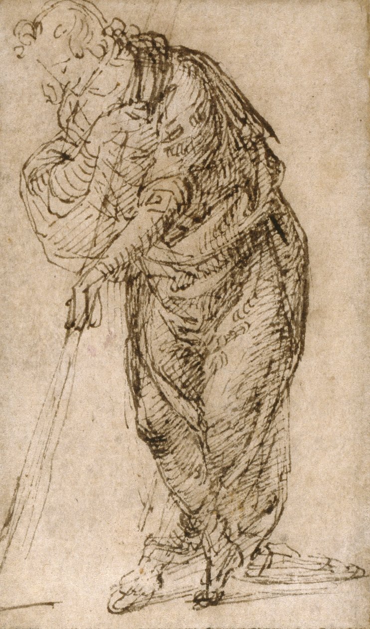 Stående figur, der læner sig op ad en stav, ca. 1510 af Piero di Cosimo