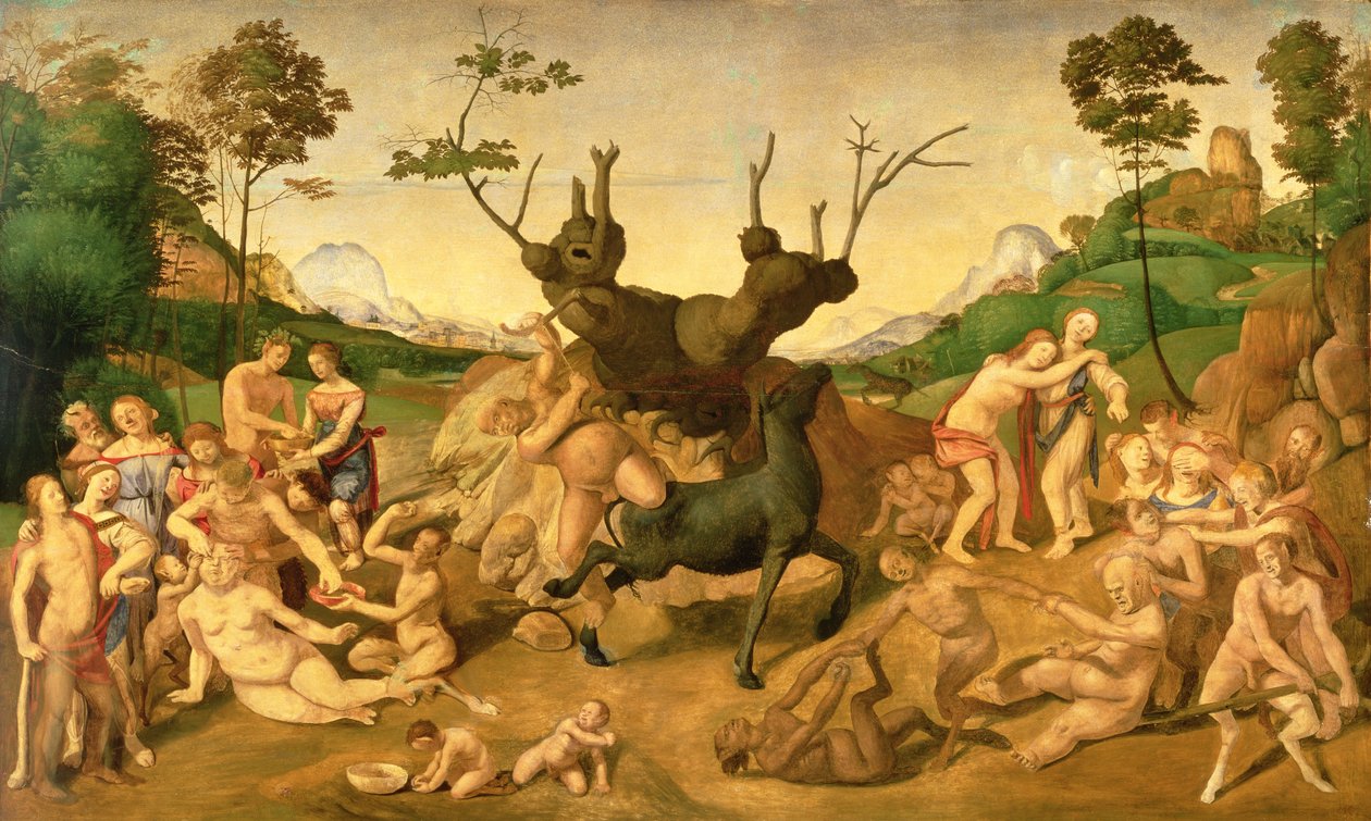 The Misfortunes of Silenus, ca. 1500 (olie på panel) af Piero di Cosimo