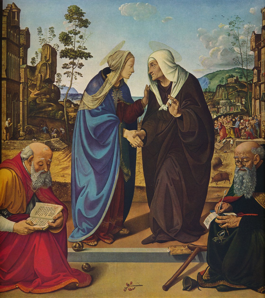 Besøget med de hellige Nicholas og Anthony Abbed, c1489-1490 af Piero di Cosimo