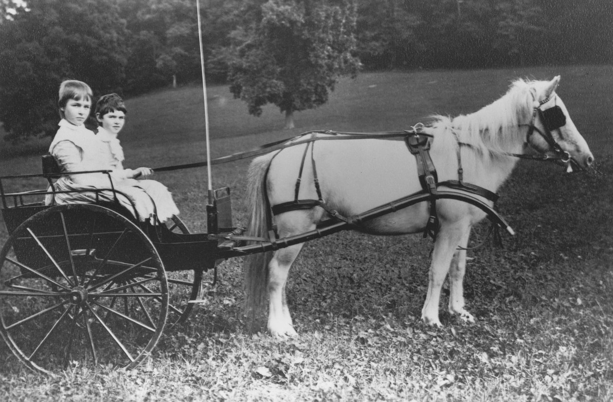 Amy og Julia du Pont med deres ponydrevne buggy af Pierre A. Gentieu