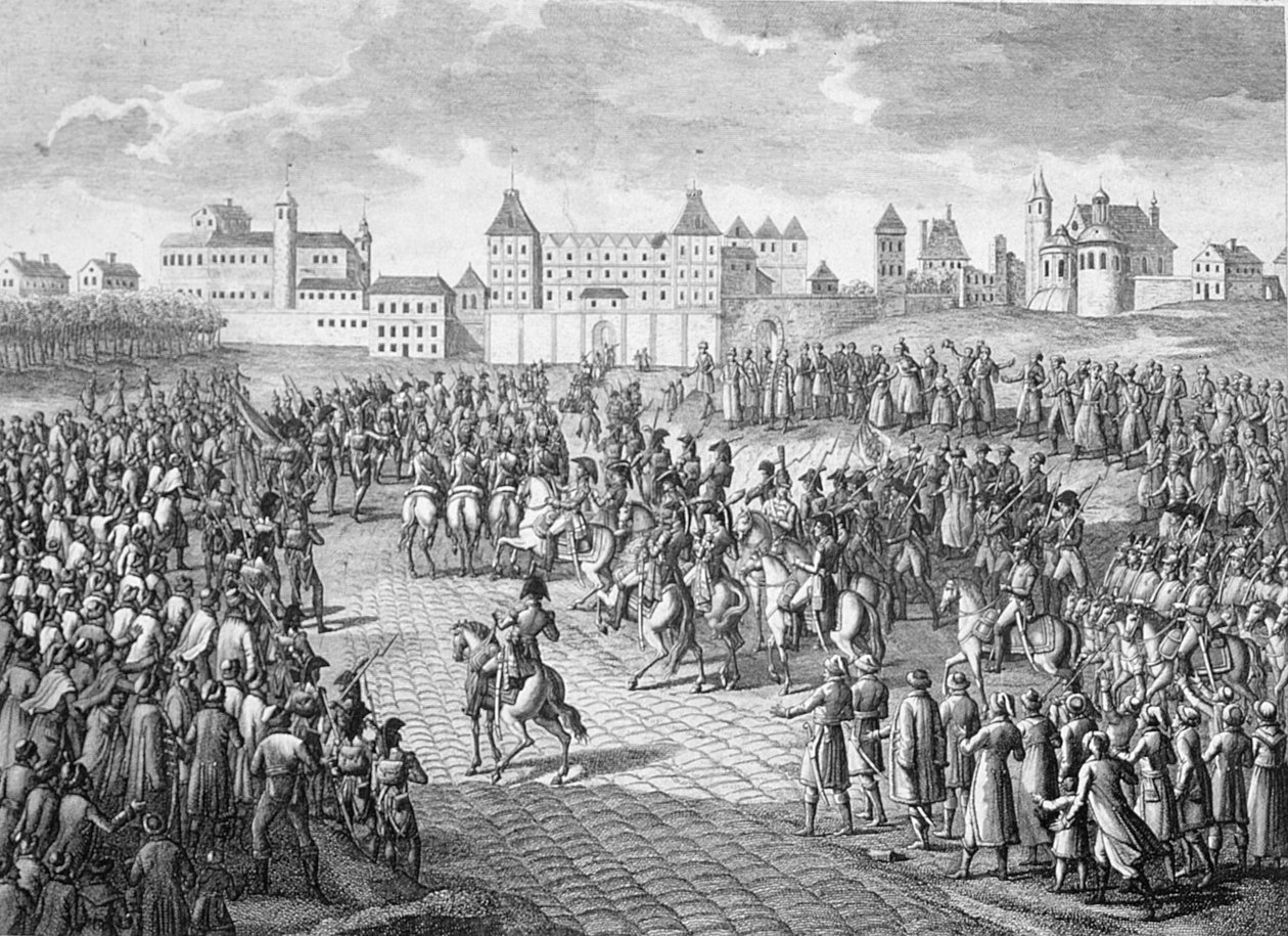 Franskmændenes triumferende indtog i Warszawa, 28. november 1806 af Pierre Adrien Le Beau