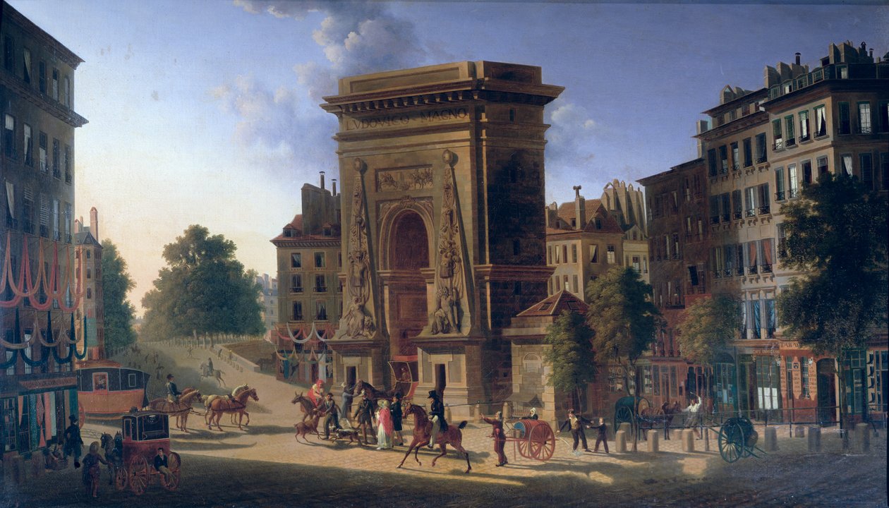Udsigt over Porte St. Denis og Boulevard de Bonne Nouvelle af Pierre Alexandre Pau de Saint Martin