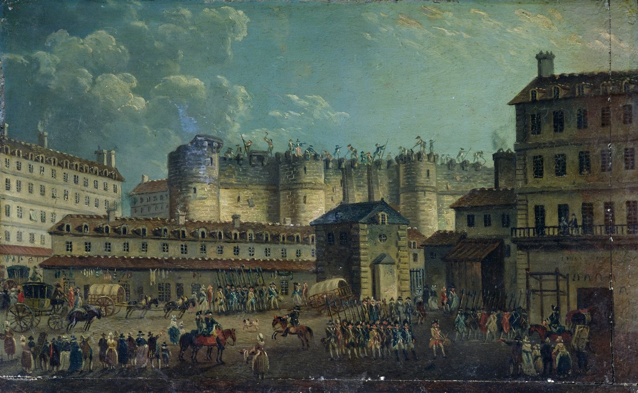 Nedrivning af Bastillen i 1789 af Pierre Antoine Demachy