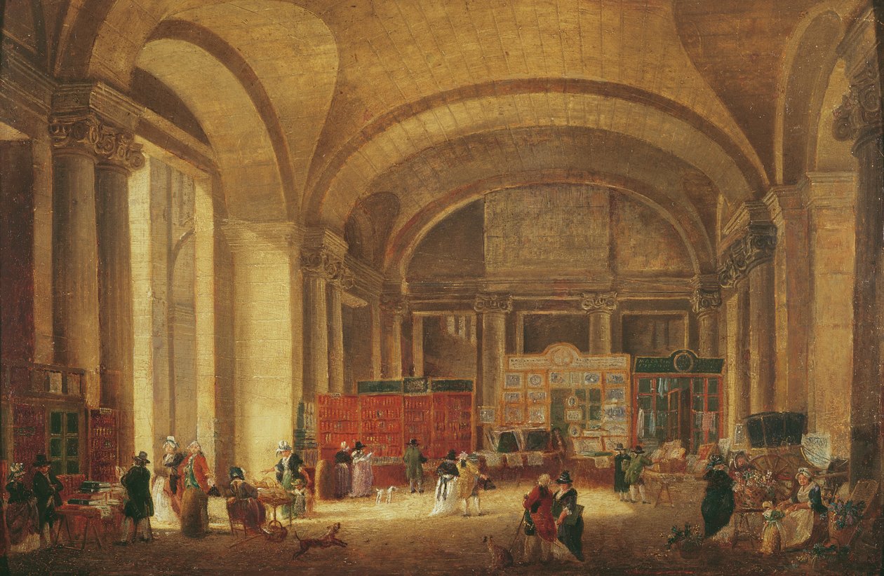 Tryksælgere ved indgangen til Louvre, 1791 af Pierre Antoine Demachy