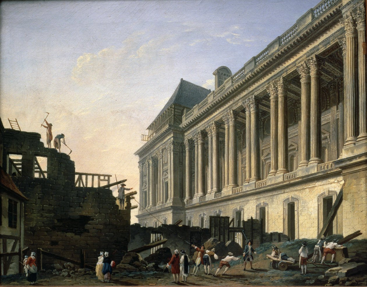 Rydningen af Louvre-kolonnaden, 1764 af Pierre Antoine Demachy