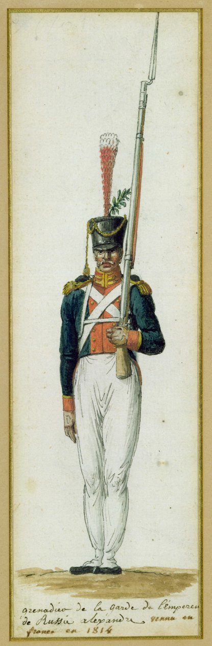 Grenadier af Garde af Alexander I (1777-1825) under et besøg i Frankrig i 1814 af Pierre Antoine Lesueur