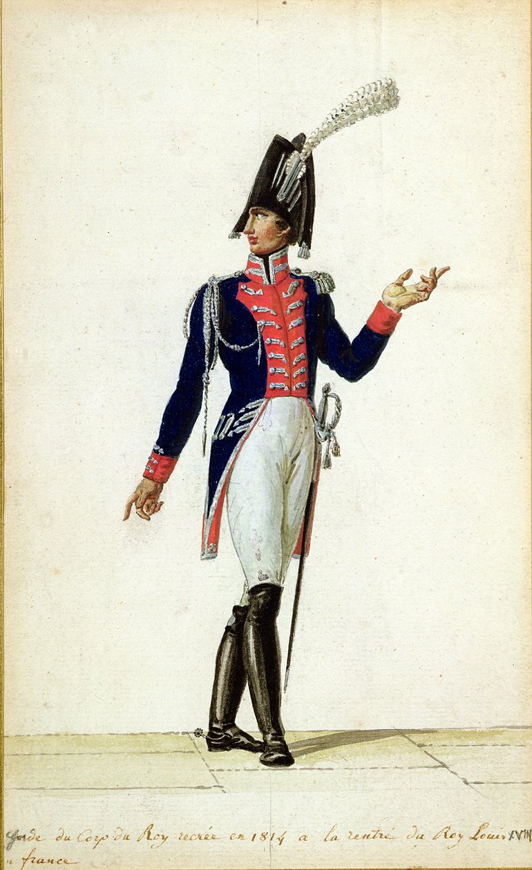 Officer for Garde du Corps af kong Ludvig XVIII (1755-1824) i 1814 af Pierre Antoine Lesueur