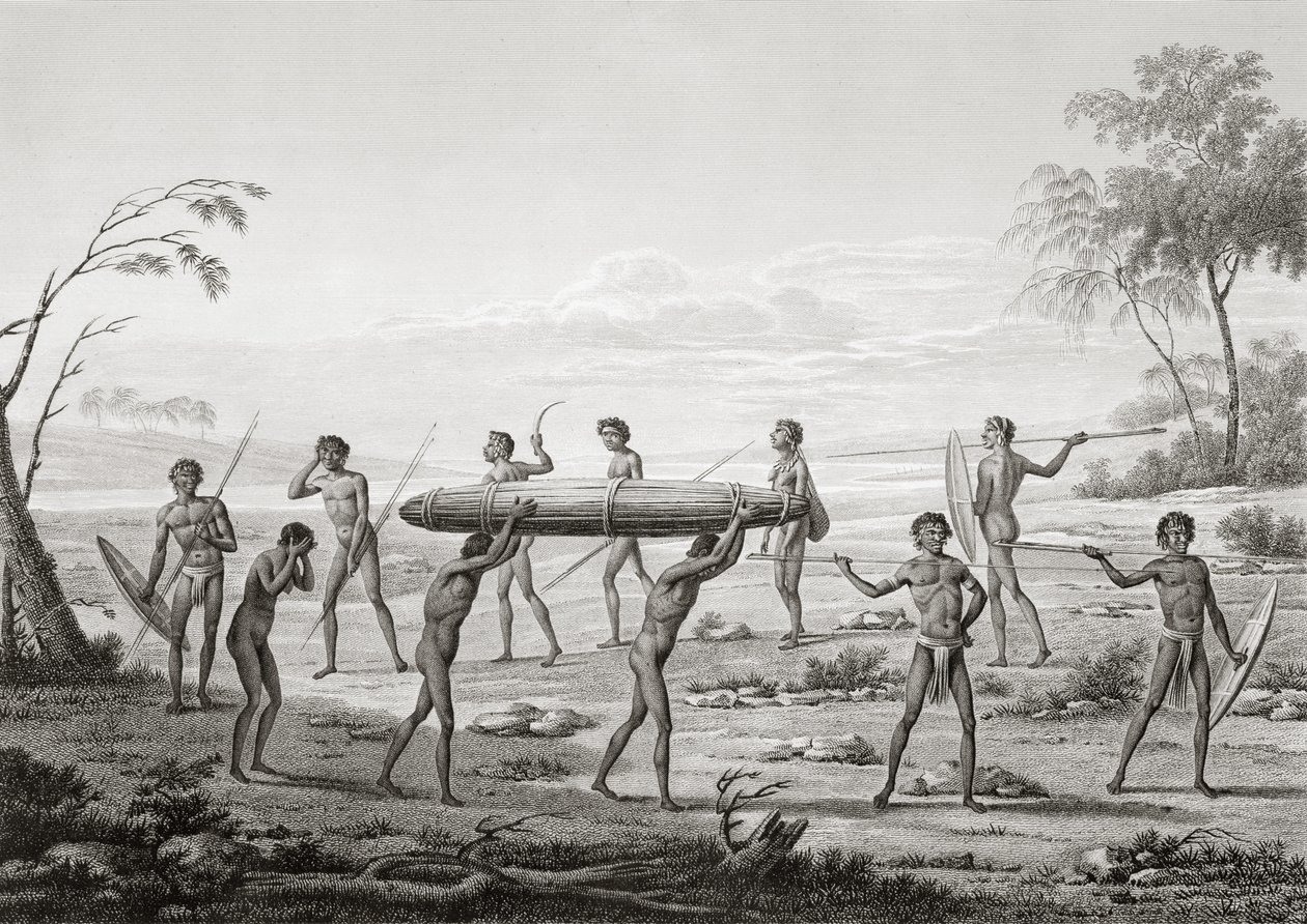 Port Jackson, New Holland: Aboriginal begravelsesceremoni, fra 