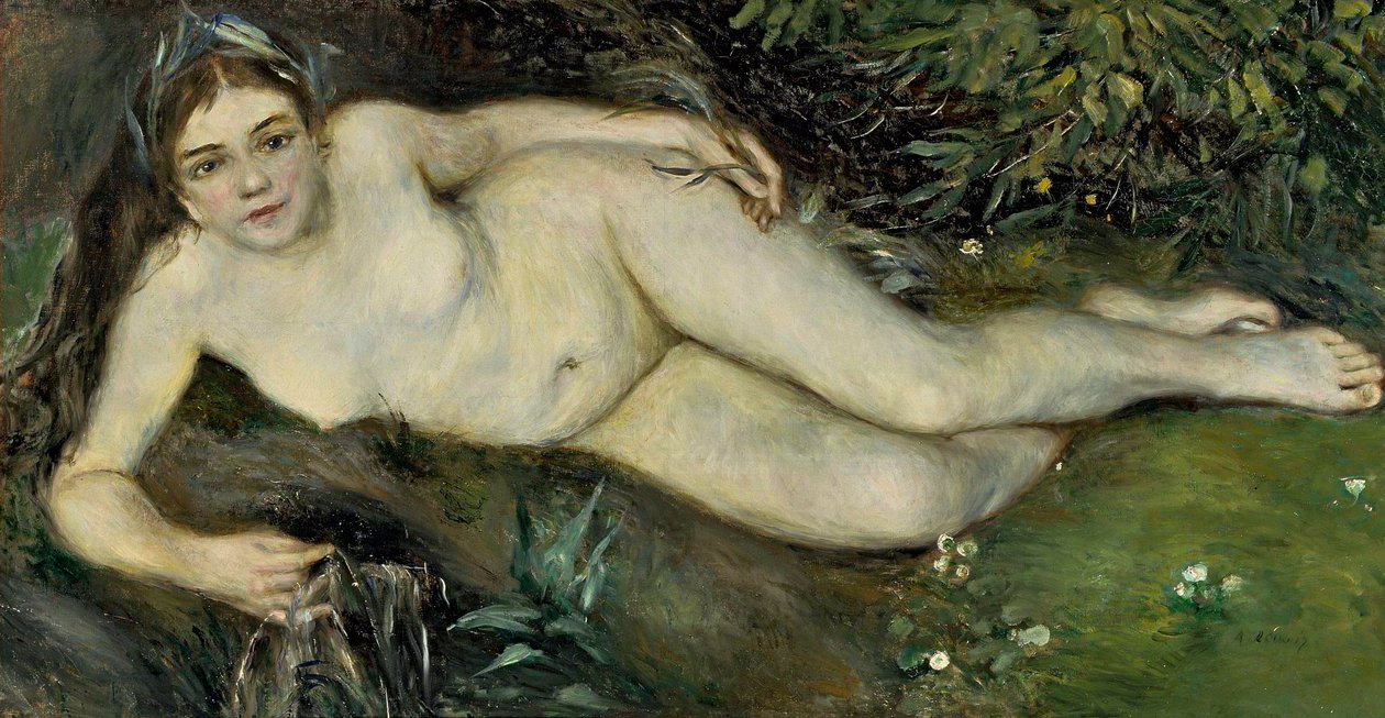 En nymfe ved en strøm, 1869-70 af Pierre Auguste Renoir