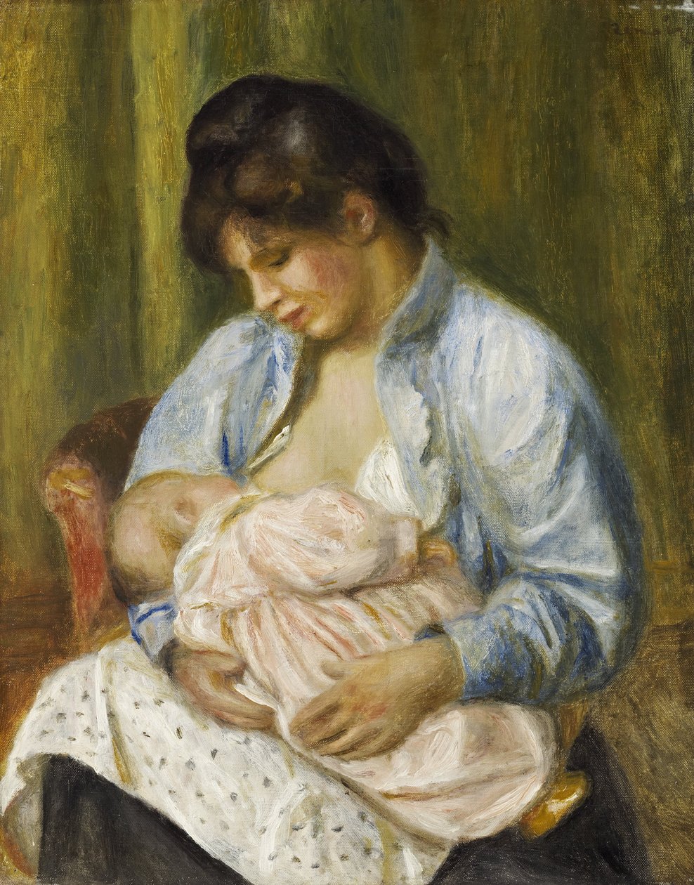 En kvinde, der plejer et barn af Pierre Auguste Renoir