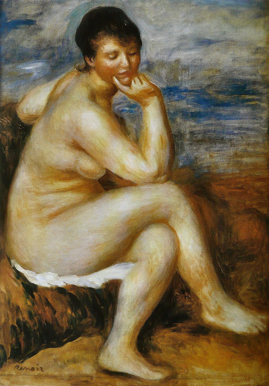 Bader ved klippen af Pierre Auguste Renoir