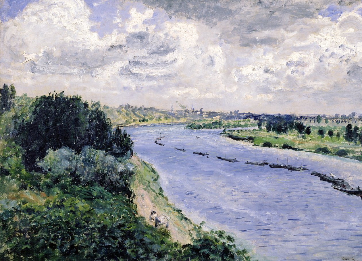 Pramme på Seinen, c.1869 af Pierre Auguste Renoir