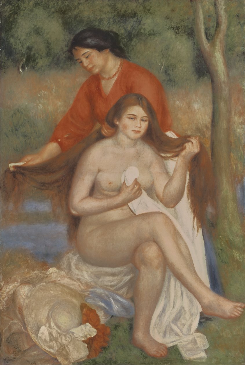 Bademand og Tjenestepige, c.1900 af Pierre Auguste Renoir