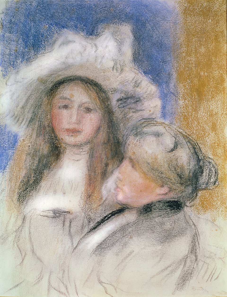 Berthe Morisot (1841-95) og hendes datter Julie Manet (1878-1966) (pastel på papir) af Pierre Auguste Renoir