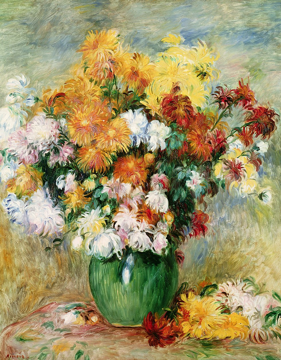 Buket krysantemum, ca.1884 af Pierre Auguste Renoir