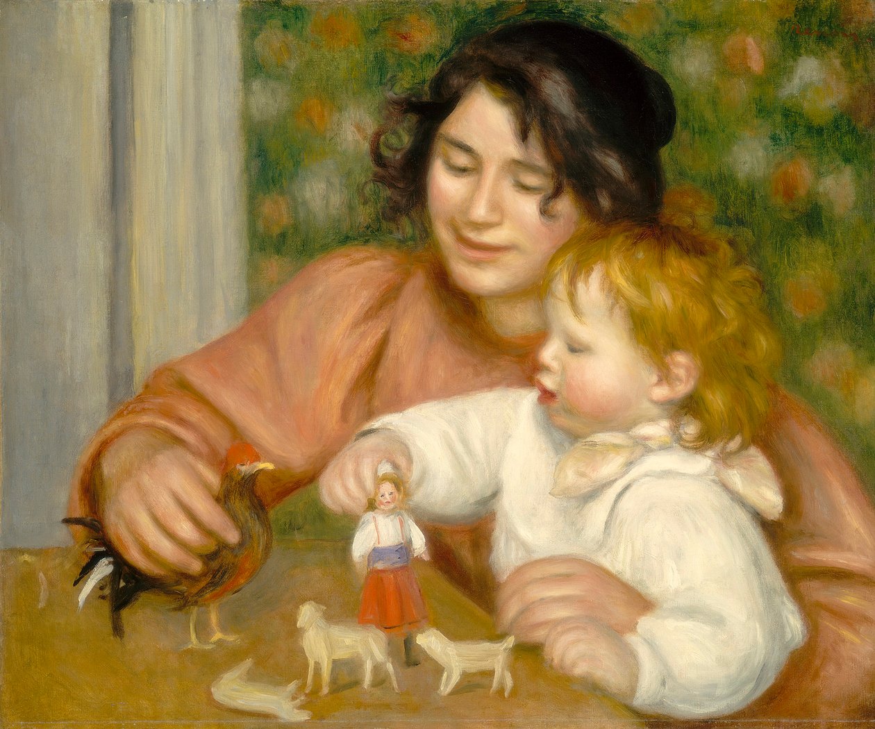 Barn med legetøj, Gabrielle og kunstnerens søn, Jean, 1895-96 af Pierre Auguste Renoir