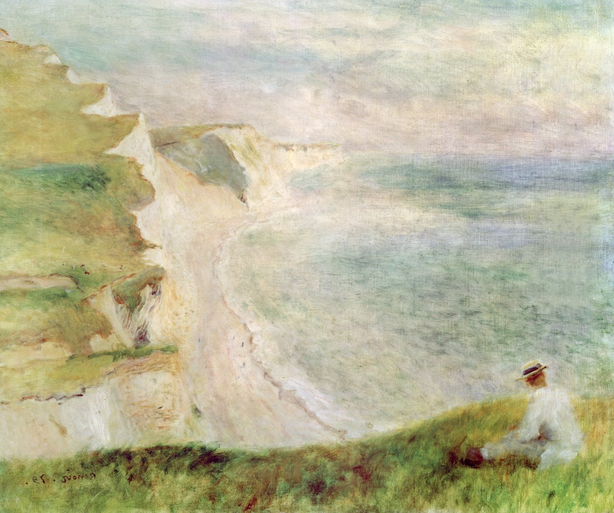 Cliffs at Pourville, 1879 af Pierre Auguste Renoir