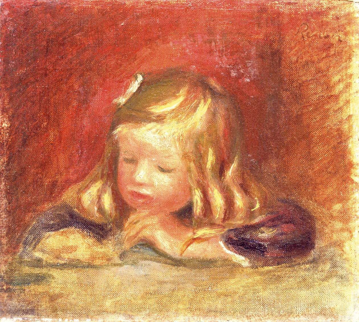 Coco ved bordet (Claude Renoir Reading) 1905 af Pierre Auguste Renoir
