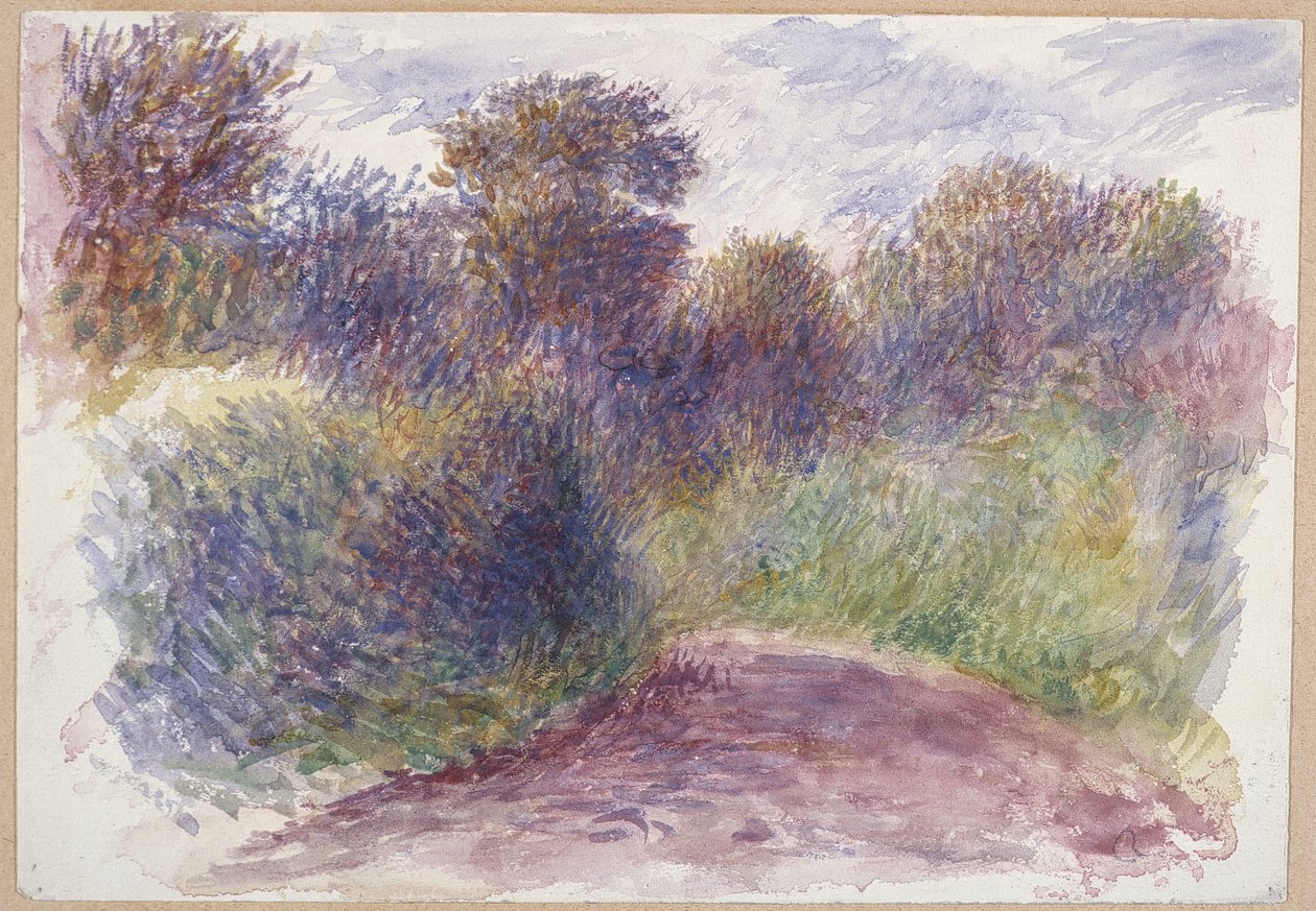Country Lane (wc på hvidt vævet papir) af Pierre Auguste Renoir
