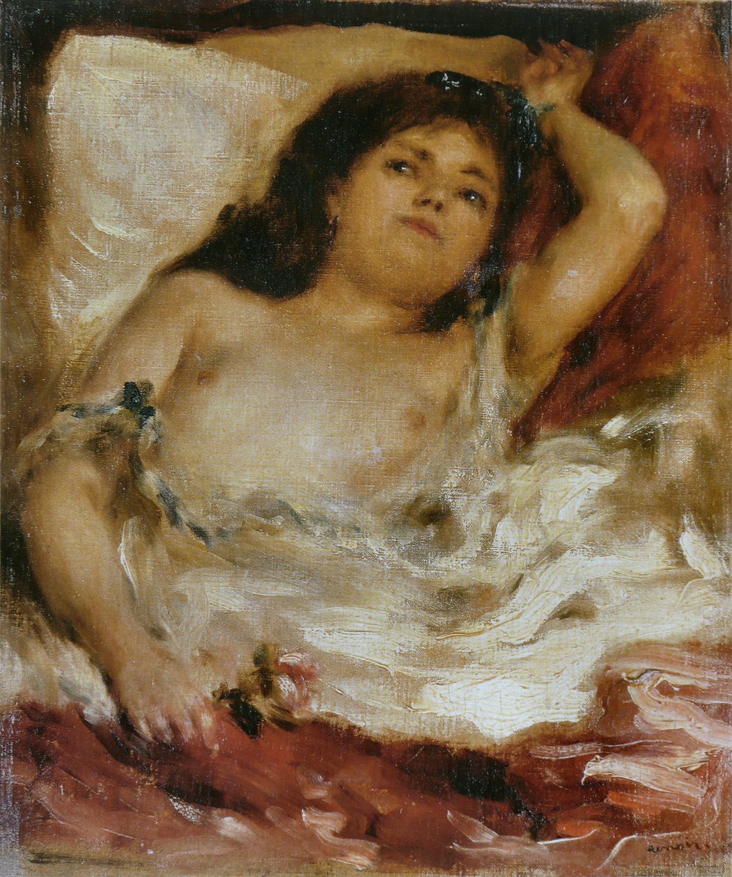Halvnøgen kvinde, der ligger af Pierre Auguste Renoir