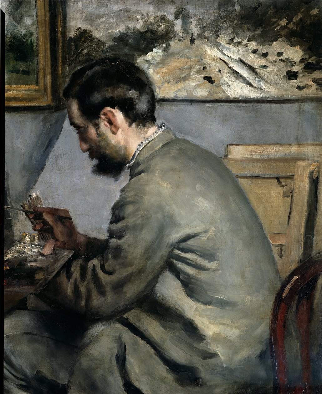 Frederick Bazille ved sit staffeli, 1867 olie på lærred detalje af 28936 af Pierre Auguste Renoir