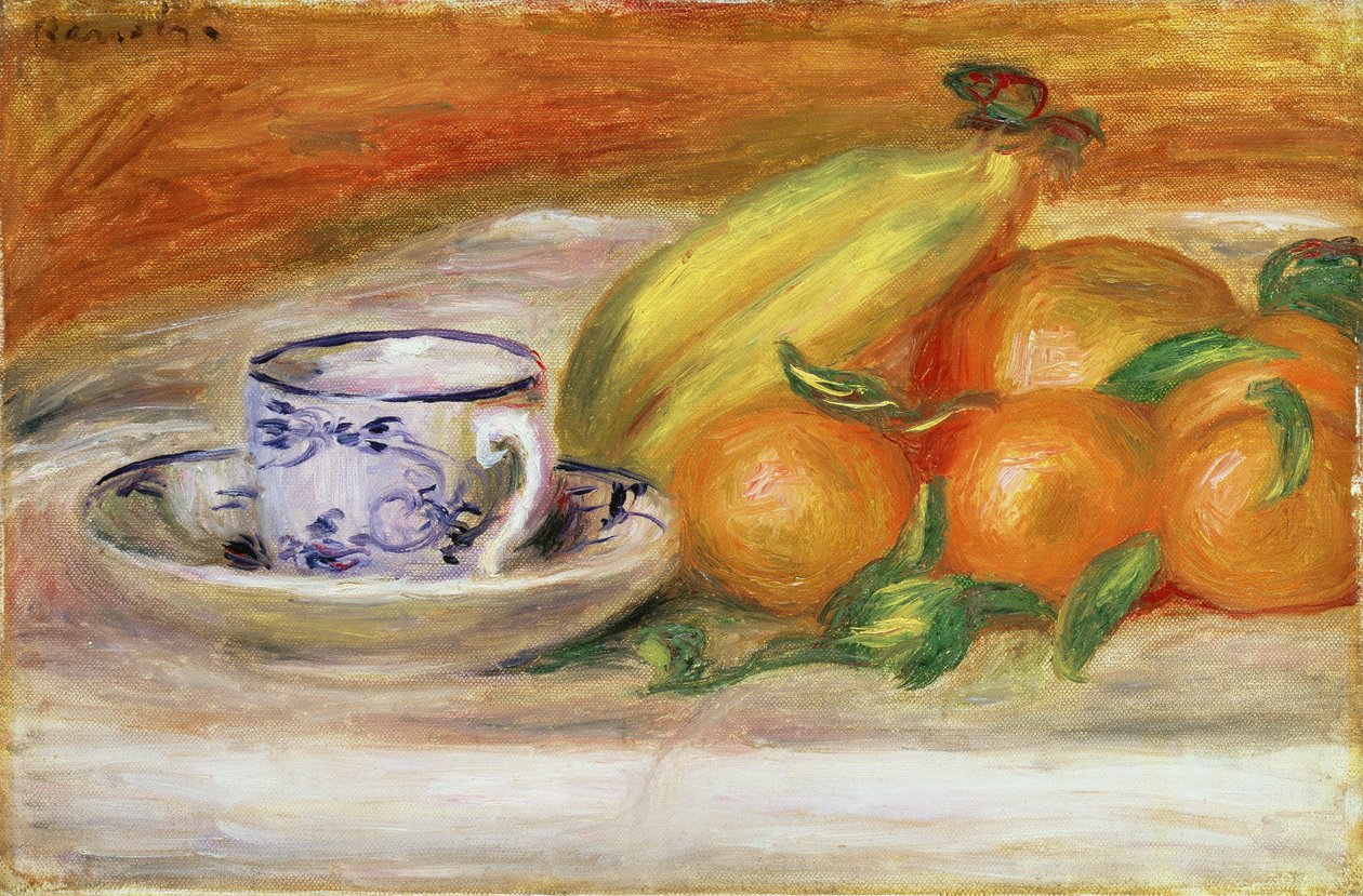 Frugt med kop og underkop, ca. 1913 af Pierre Auguste Renoir