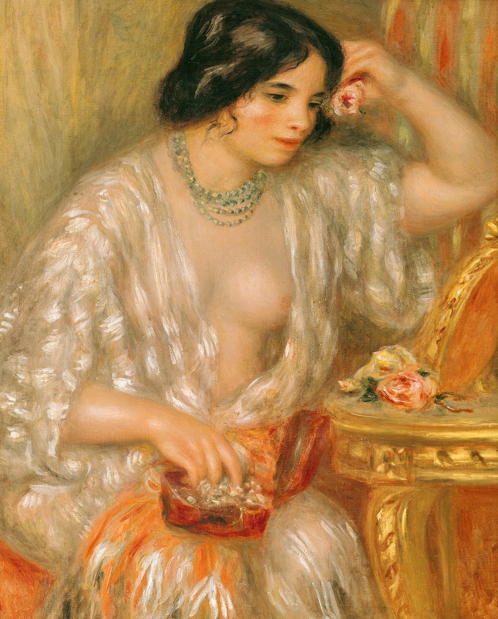 Gabrielle med smykker, 1910 af Pierre Auguste Renoir