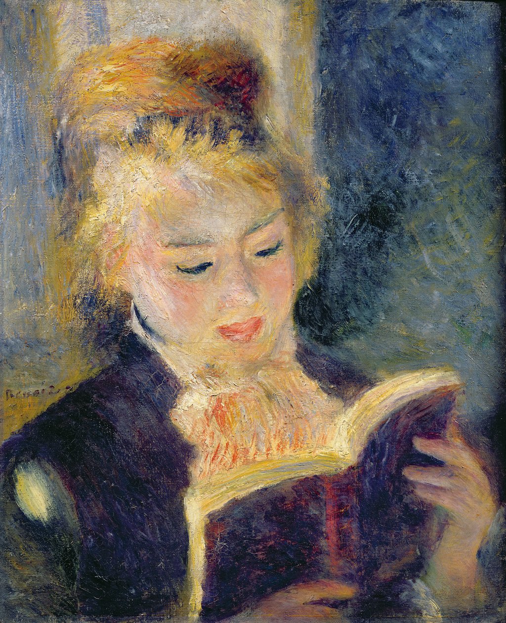 Pige, der læser, 1874 af Pierre Auguste Renoir