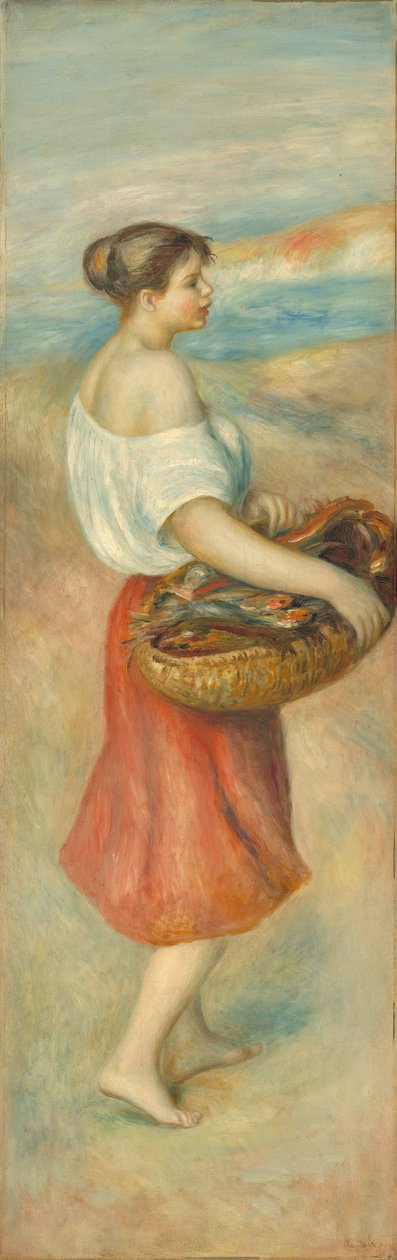Pige med en kurv med fisk, ca. 1889 af Pierre Auguste Renoir