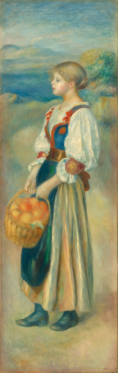 Pige med en kurv med appelsiner, ca. 1889 af Pierre Auguste Renoir