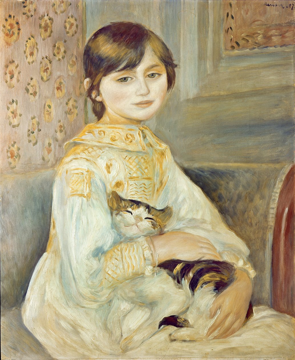 Julie Manet med kat, 1887 af Pierre Auguste Renoir