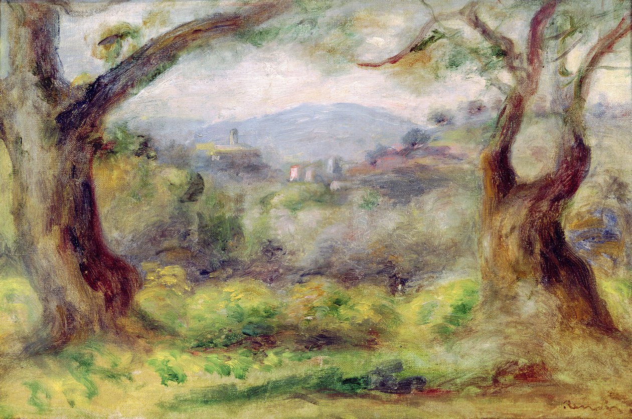Landskab ved Les Collettes, 1910 af Pierre Auguste Renoir