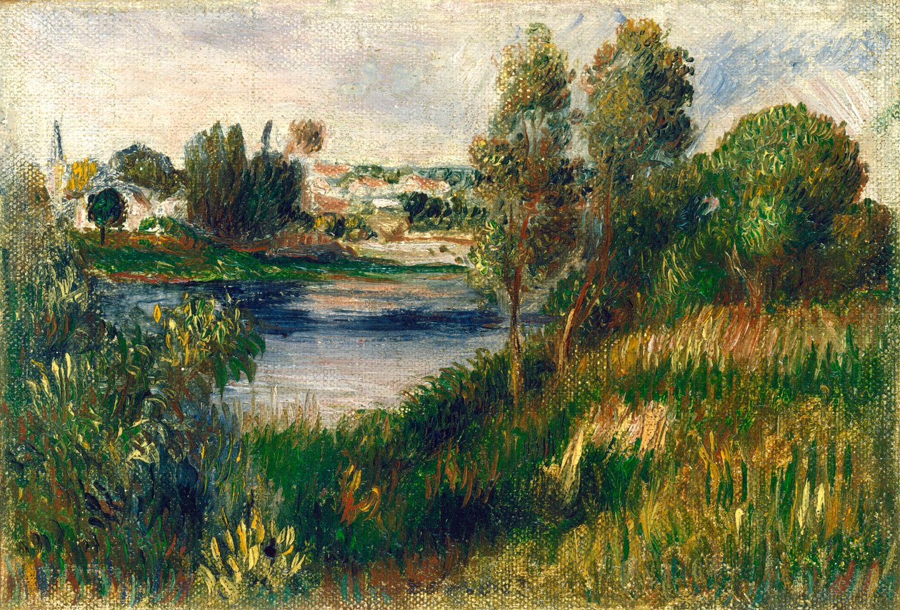 Landskab ved Vétheuil, ca. 1890 af Pierre Auguste Renoir