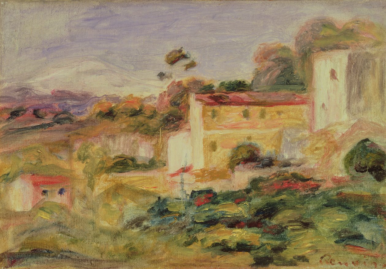 Landskab med huse af Pierre Auguste Renoir