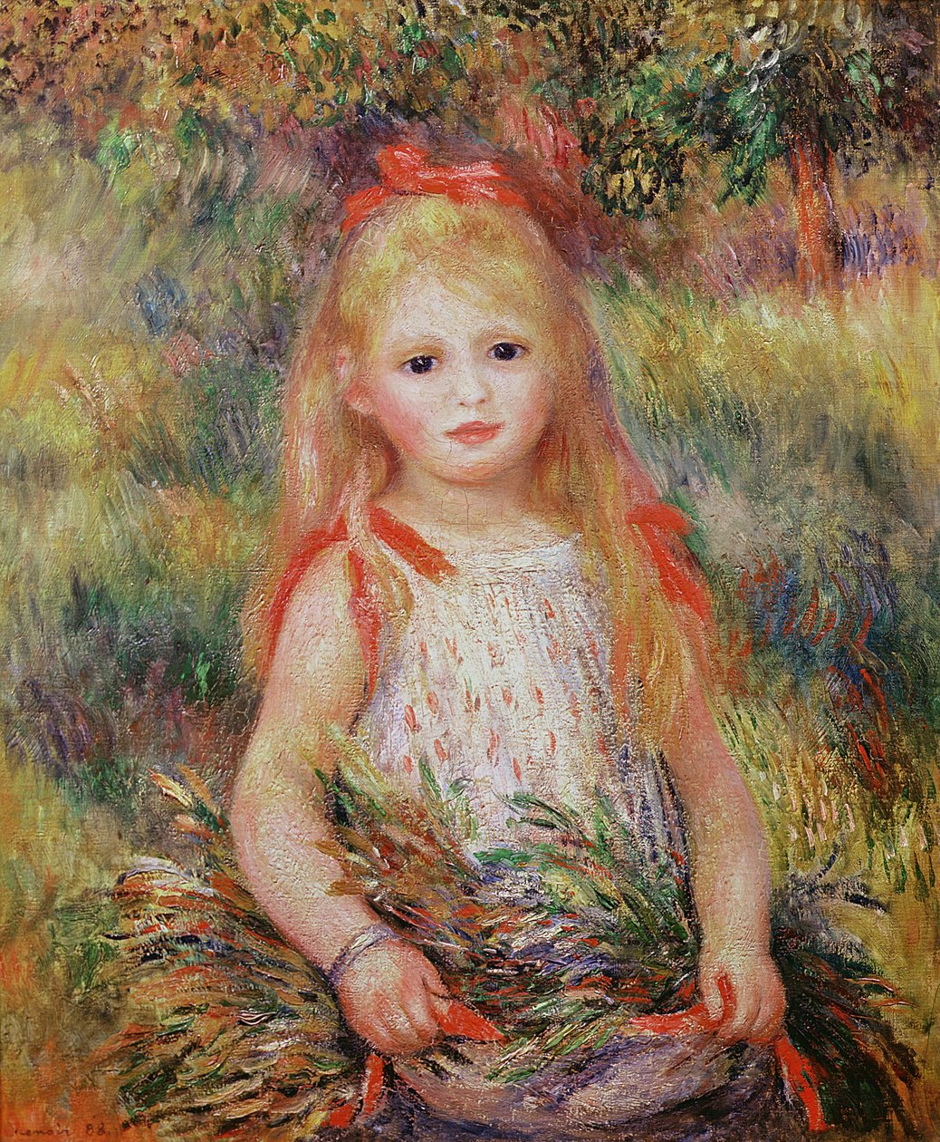 Lille pige, der bærer blomster, eller den lille skænker, 1888 af Pierre Auguste Renoir