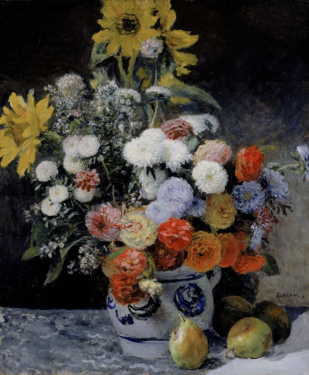 Blandede blomster i en fajance af Pierre-Auguste Renoir