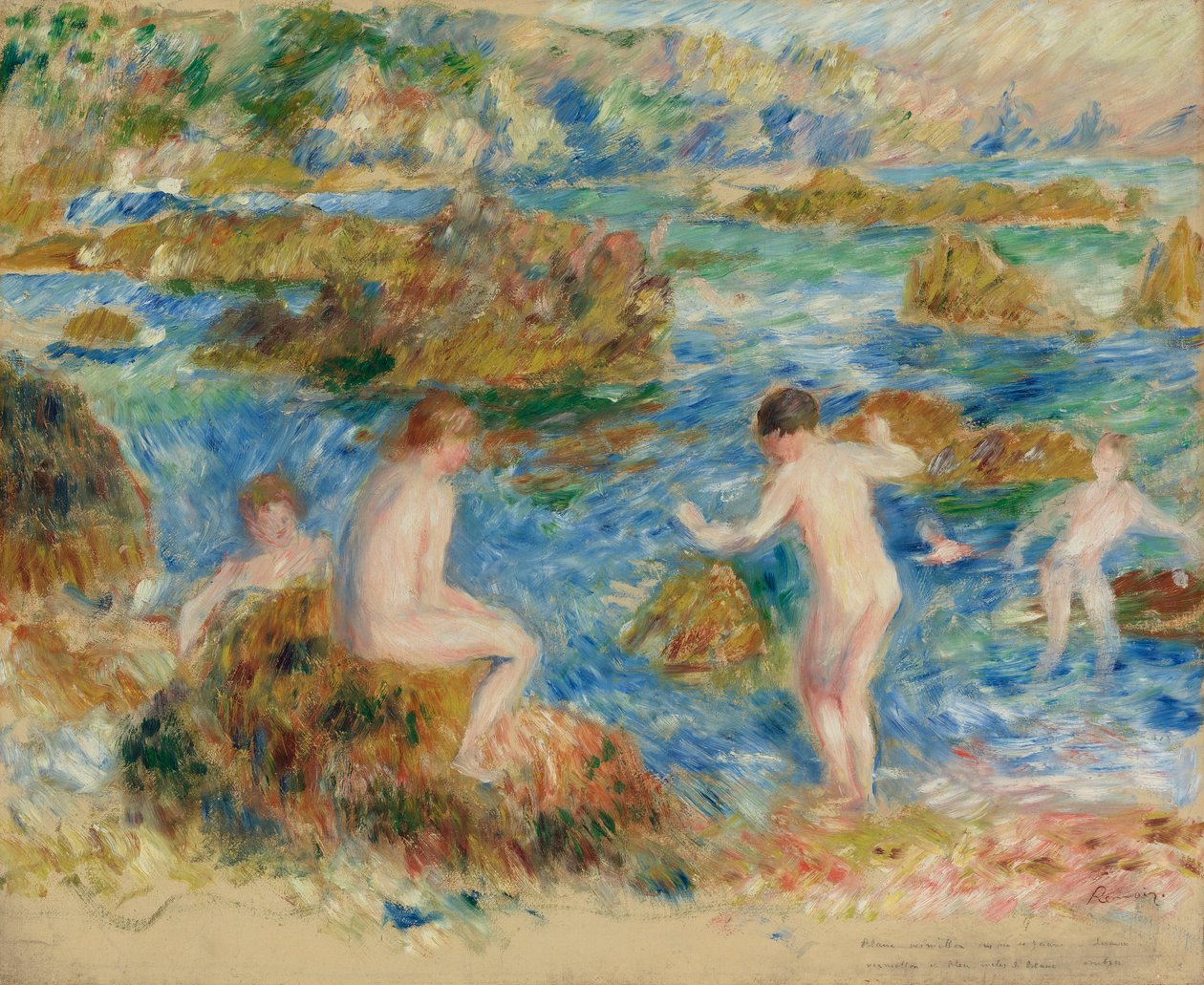 Nøgne drenge i klipperne i Guernsey af Pierre Auguste Renoir