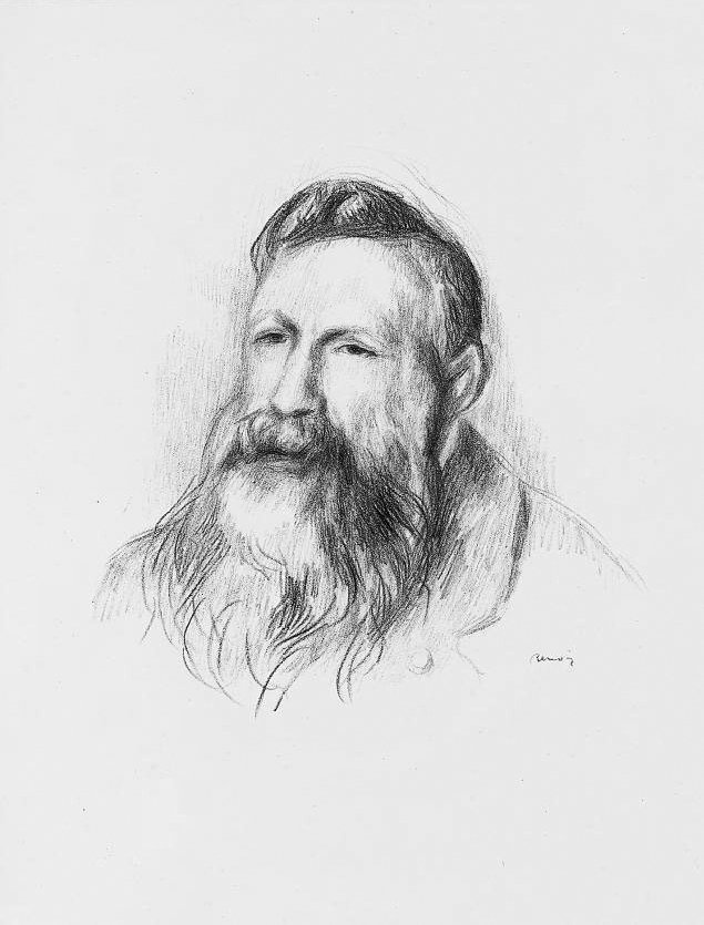 Portrættegning af Auguste Rodin af Pierre Auguste Renoir