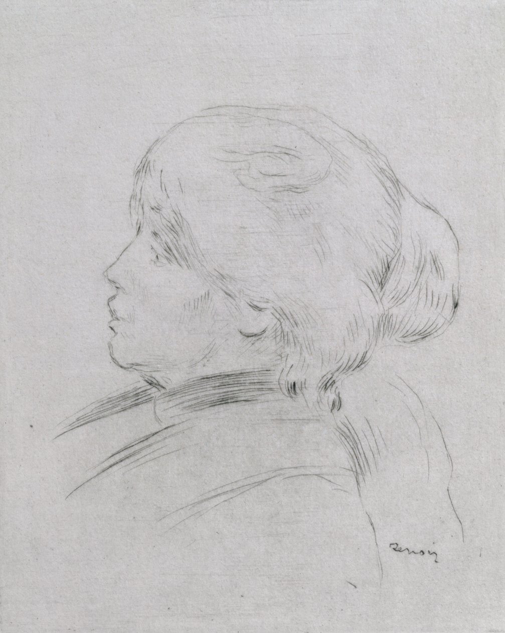 Portræt af Berthe Morisot (1841-95) 1892-3, pub. 1924 (tørpunkt) af Pierre Auguste Renoir